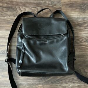 Matt & Nat Black Vegan Leather Backpack with Front Pocket